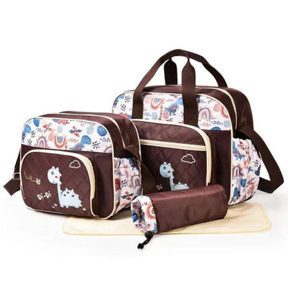 4-Piece Dino Diaper Bag Set – Functional for Moms on the Go