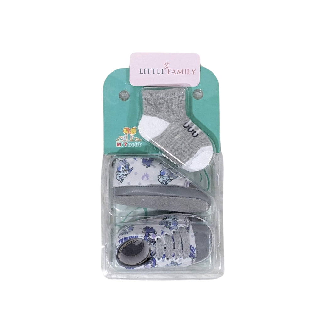 Baby Essentials Deep Grey Sneakers with Matching Socks Set