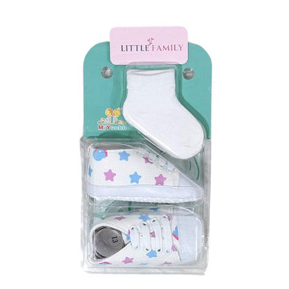 Baby Essentials White Sneakers with Matching Socks Set