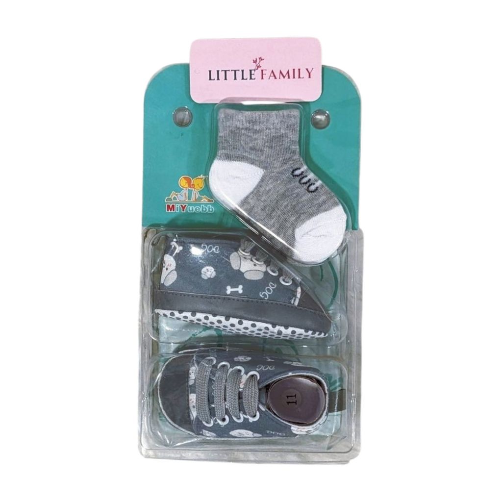 Baby Essentials Dark Grey Sneakers with Matching Socks Set