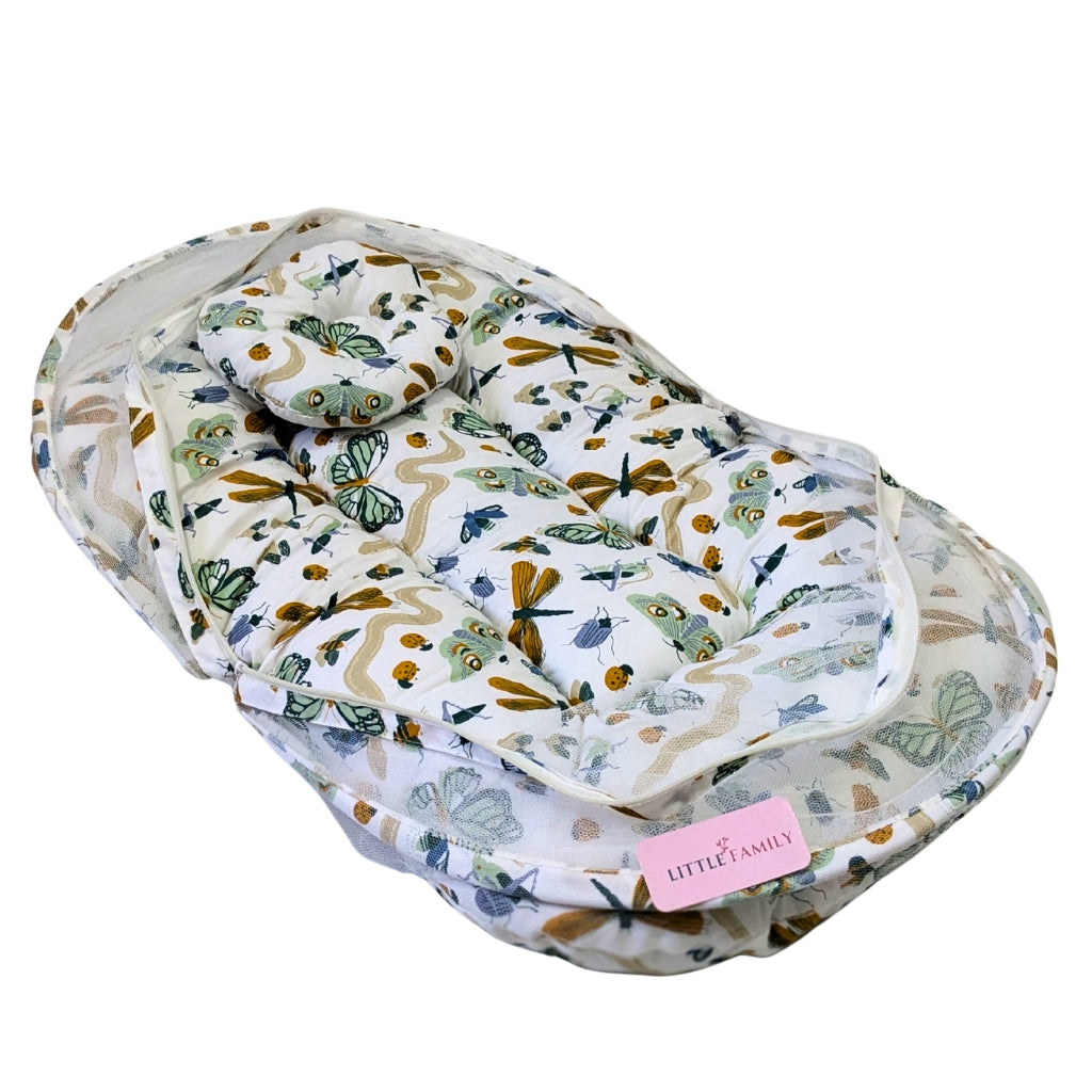 Butterfly Cotton Baby Bed with Mosquito Net – Large Size