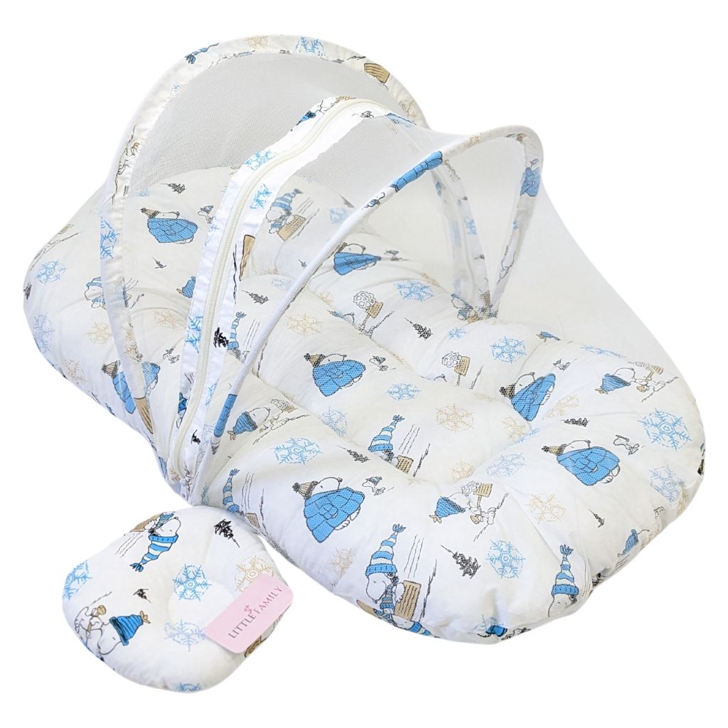 SnowFlake Cotton Baby Bed with Mosquito Net – Large Size