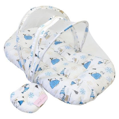 SnowFlake Cotton Baby Bed with Mosquito Net – Large Size