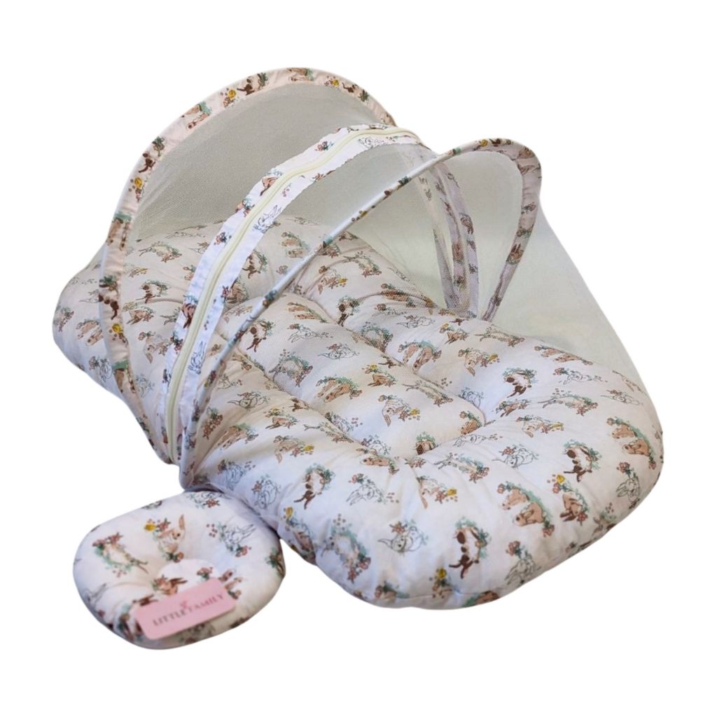 Rabbit Cotton Baby Bed with Mosquito Net – Large Size