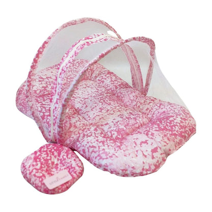 Pink Cotton Baby Bed with Mosquito Net – Large Size