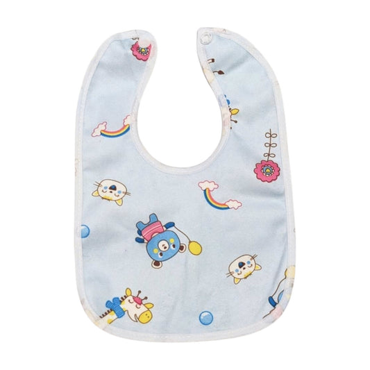 Blue Giraffe & Bear Waterproof Baby Bib