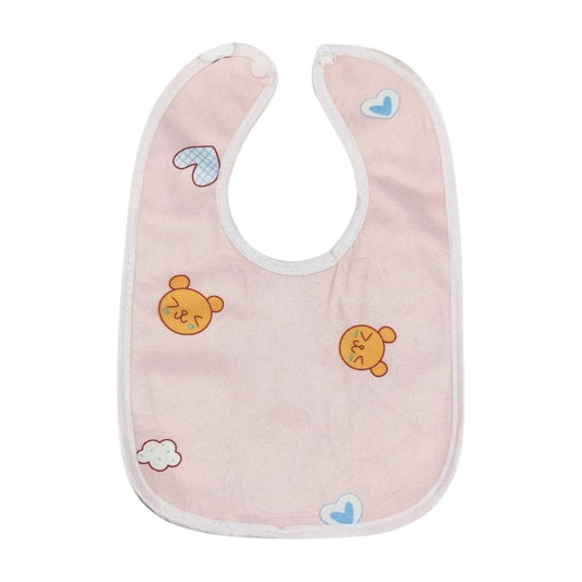 Pink Bear & Heart Waterproof Baby Bib