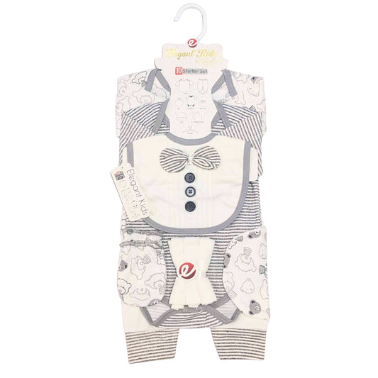10-Piece Newborn Starter Gift Set – Formal Style (Grey)