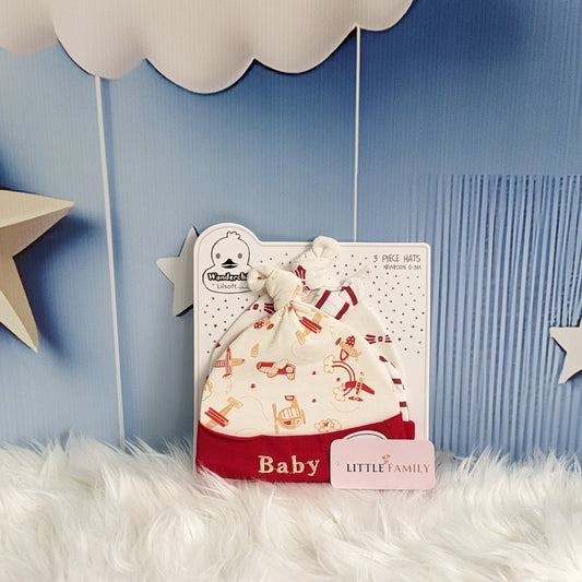 Wonderland Baby Trio Cap Set - Red