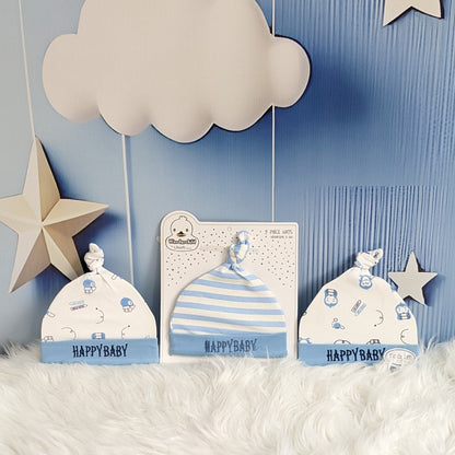 Wonderland Baby Trio Cap Set - Blue