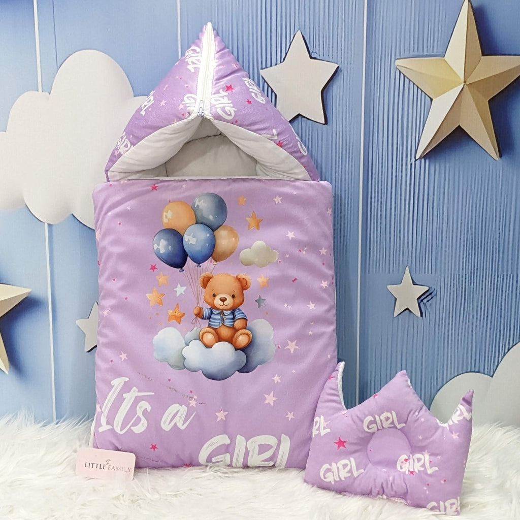 Velvet Baby Carry Nest - Purple | "It's a Girl" Edition