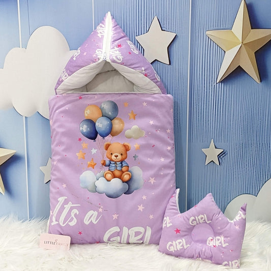 Velvet Baby Carry Nest - Purple | "It's a Girl" Edition