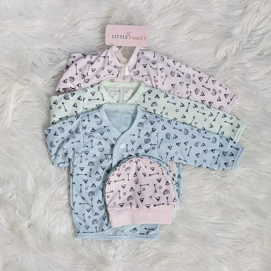 Arrow Print Newborn Outfit Set – 3-Piece Pack