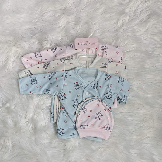 “Love My Parents” Newborn Outfit Set – 3-Piece Pack