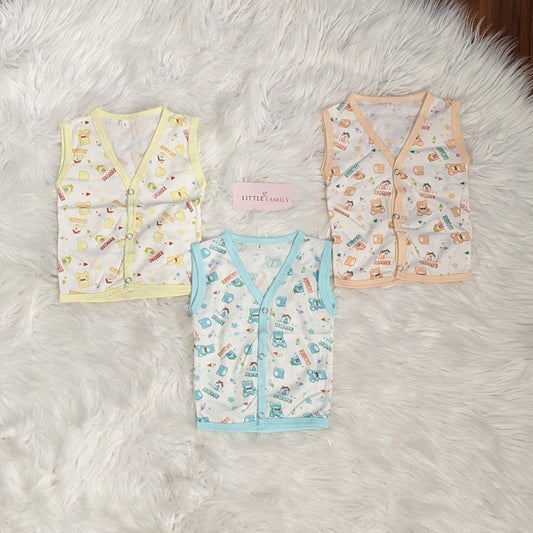 Printed Cotton Baby Vest Set – Pack of 3