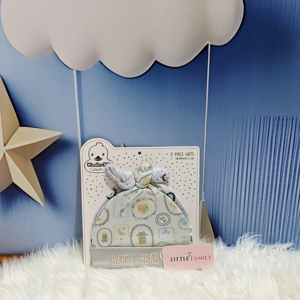 Wonderland Baby Trio Cap Set – Grey