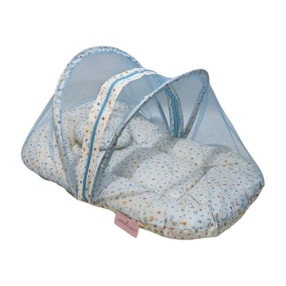 Circular Mosquito Net with Pillow & Carry Nest - White Blue