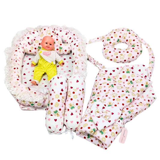 Rosey Heart Baby Bedding Set - 9 Pieces