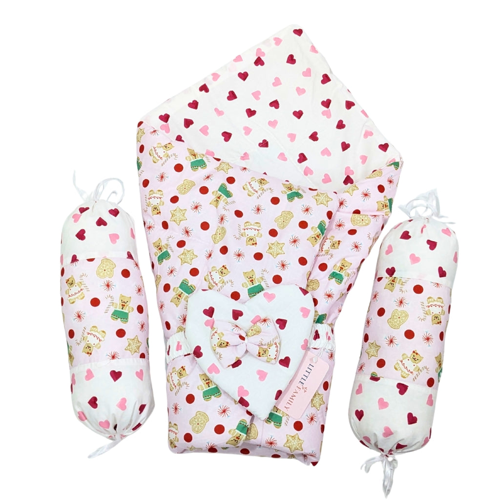 Rosey Heart Baby Bedding Set - 9 Pieces