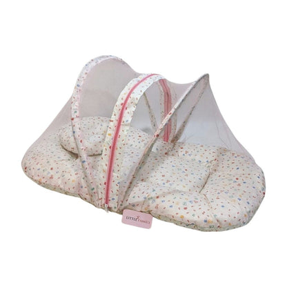 Circular Mosquito Net with Pillow & Carry Nest - White Pink