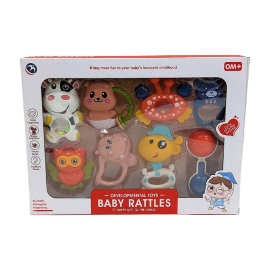 8-Piece Baby Rattle Set – For Sensory & Motor Development