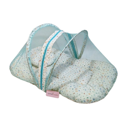 Circular Mosquito Net with Pillow & Carry Nest - White Green