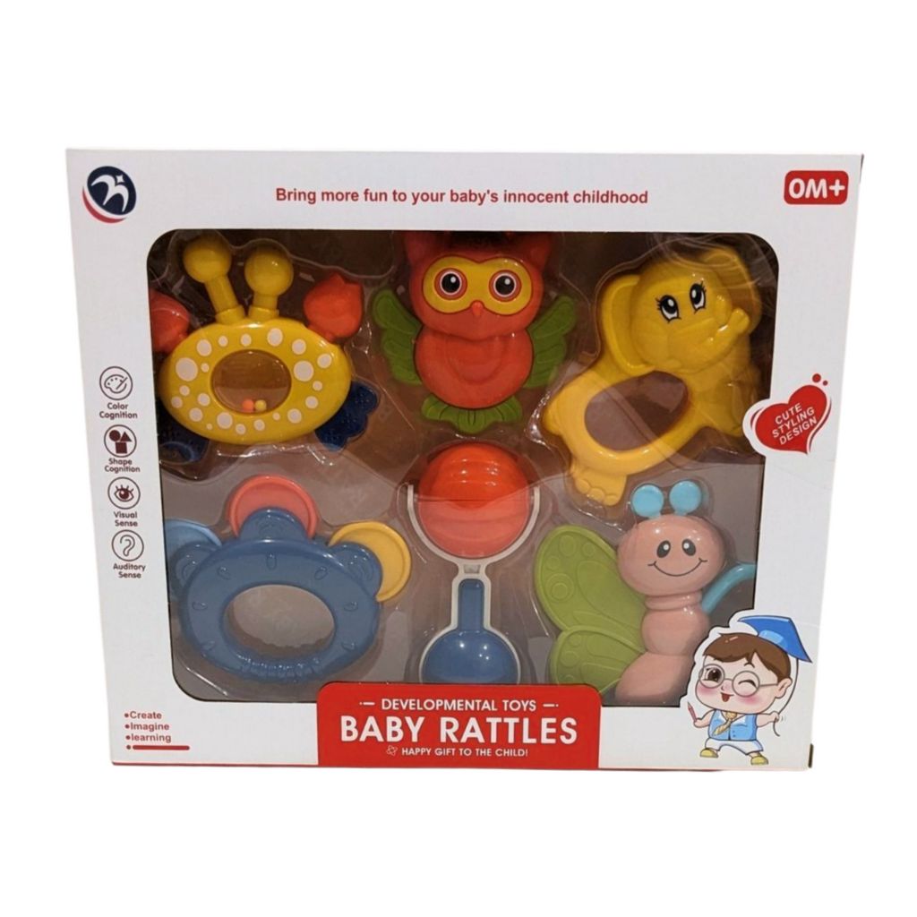 6-Piece Baby Rattle Set – For Sensory & Motor Development