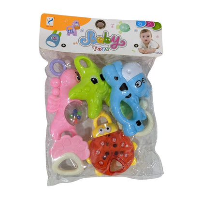 6-Piece Baby Rattle Set – Vibrant Animal Shapes for Sensory Development