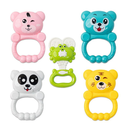 5-Piece Baby Rattle & Teether Set – Colorful Animal Designs for Sensory & Oral Care