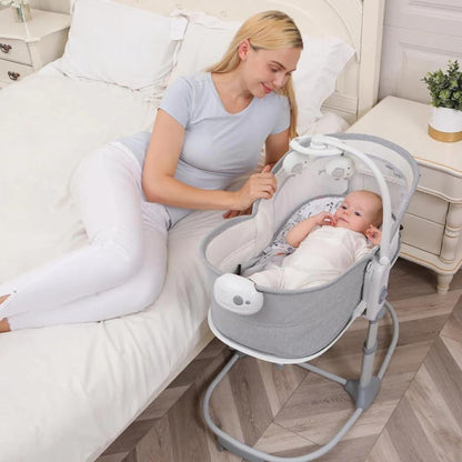 Mastela 6-in-1 Adjustable Bedside Crib - Music & Rocking Function