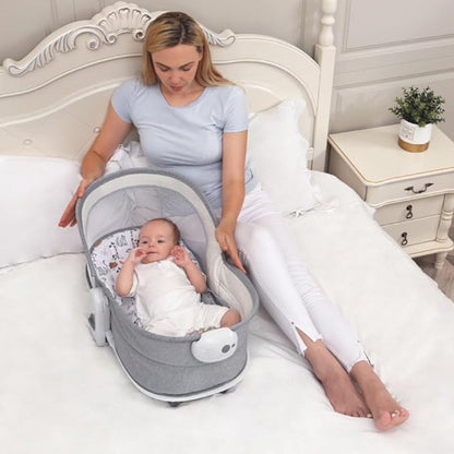 Mastela 6-in-1 Adjustable Bedside Crib - Music & Rocking Function