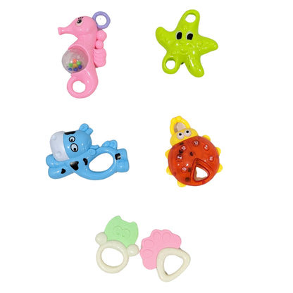 6-Piece Baby Rattle Set – Vibrant Animal Shapes for Sensory Development