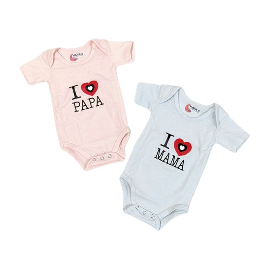 Pack Of Two Romper (I Love Mama Papa)