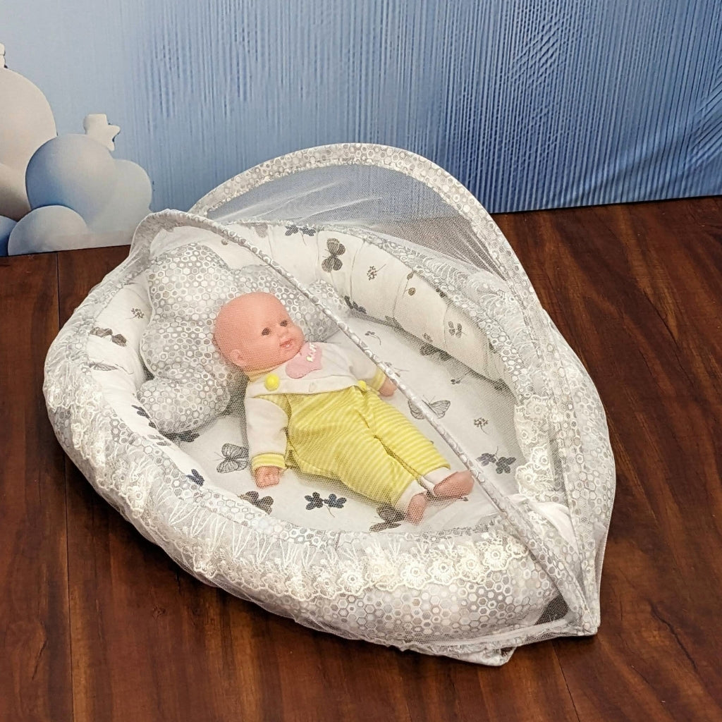 Silver Grey Bubbles Baby Bedding Set - 9 Pieces