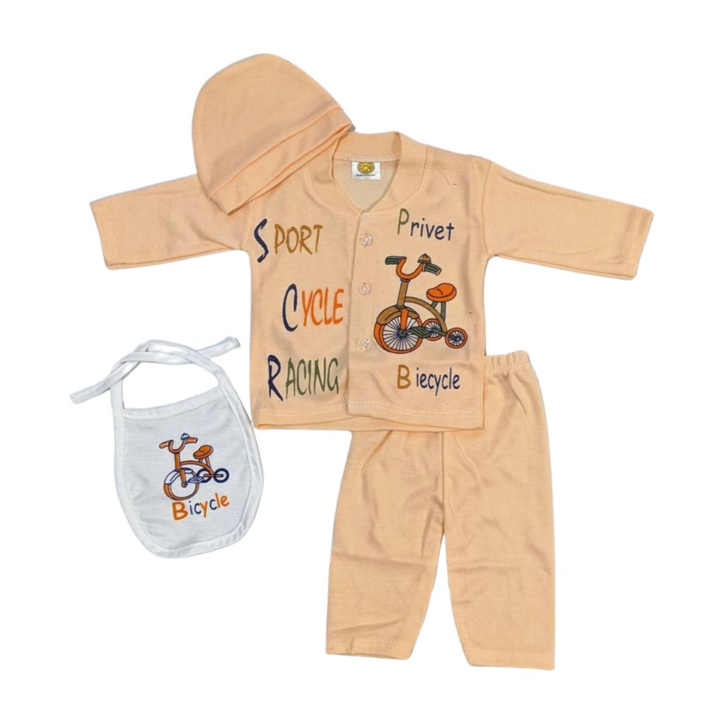 Bicycle Print 4-Piece Baby Suit