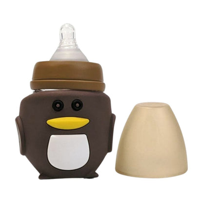 Penguin Glass Baby Feeder with Shockproof Silicone Sleeve - 120ML