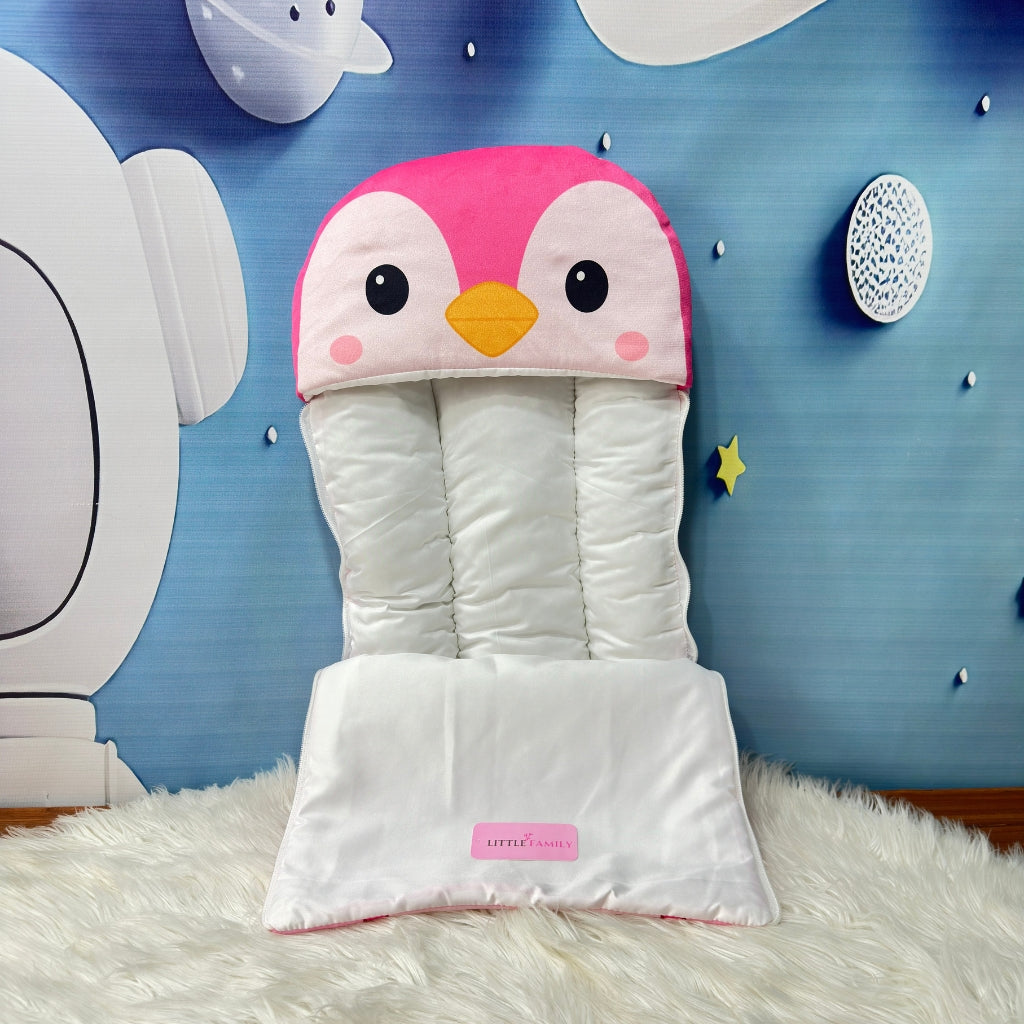 Premium 7-Piece Penguine Velvet Baby Bedding Set - Pink