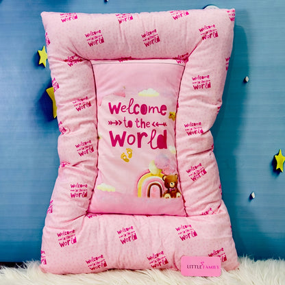 Premium 7-Piece Velvet Baby Bedding Set | "Welcome to the World - Pink
