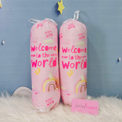 Premium 7-Piece Velvet Baby Bedding Set | "Welcome to the World - Pink
