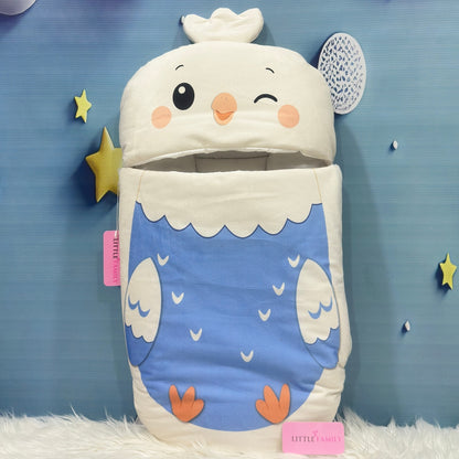 Premium 7-Piece Egg Chick Velvet Baby Bedding Set - Blue