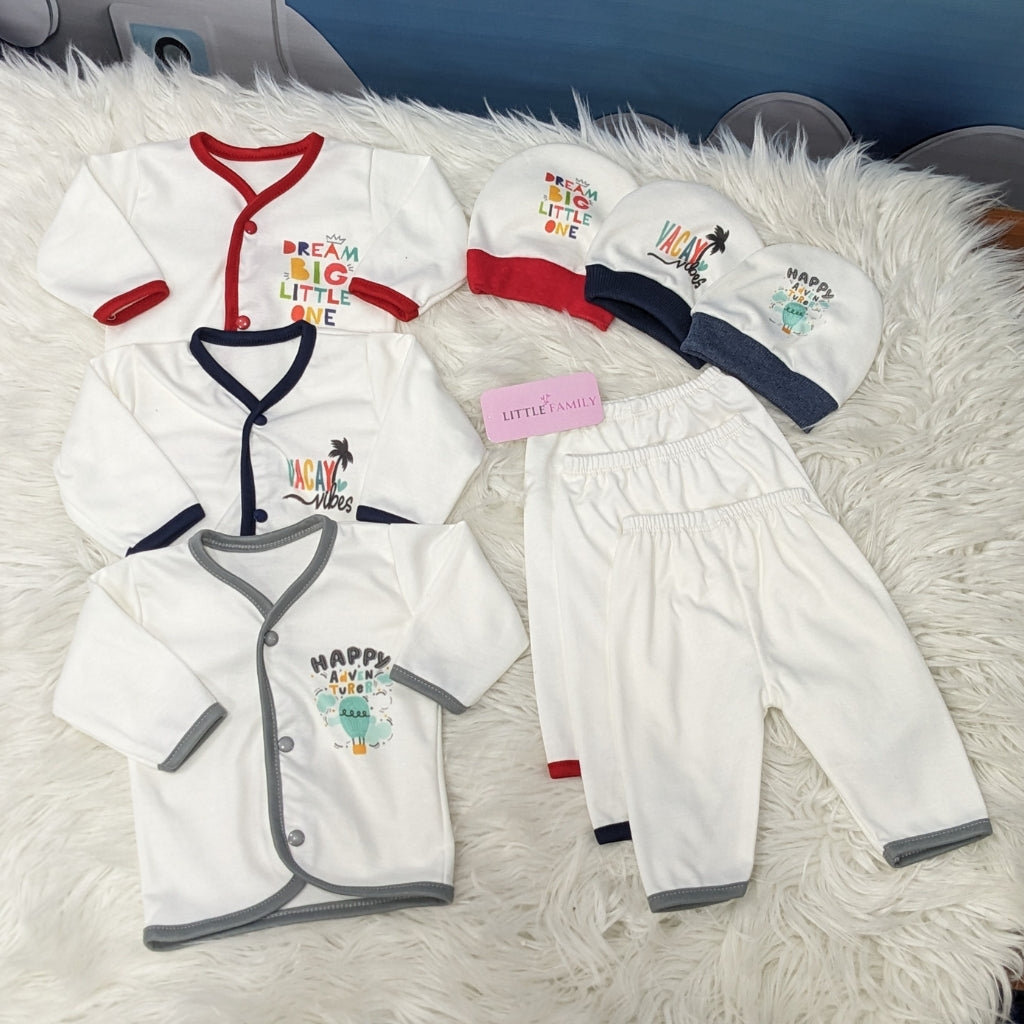 Newborn 3-Piece Cotton Outfit Set – Pack of 3