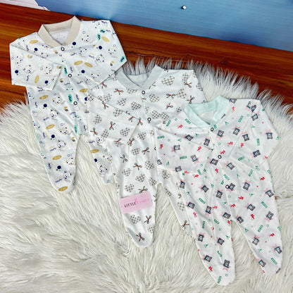 Pack of 3 Premium Baby Full-Body Rompers – Gentle & Breathable