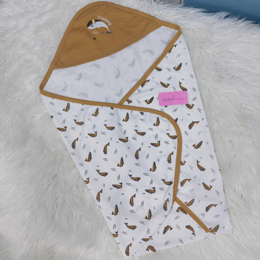Premium Baby Hooded Wrapping Sheet | Fish