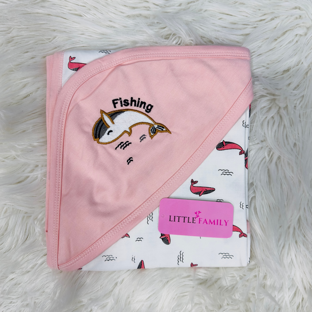 Premium Baby Hooded Wrapping Sheet | Fish