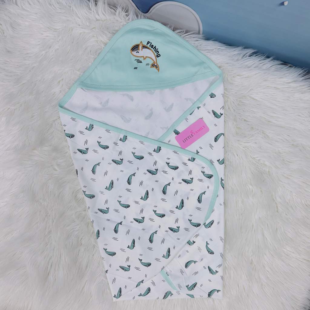 Premium Baby Hooded Wrapping Sheet | Fish
