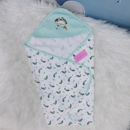 Premium Baby Hooded Wrapping Sheet | Fish