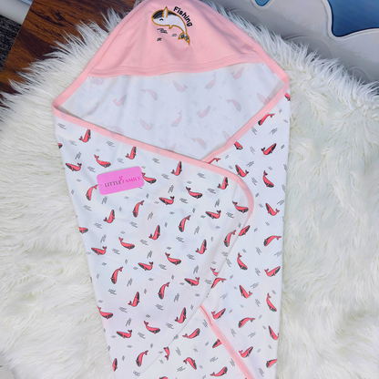Premium Baby Hooded Wrapping Sheet | Fish