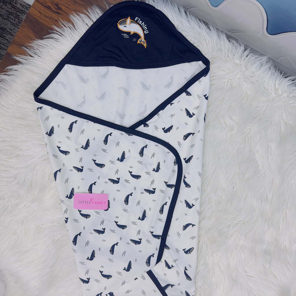 Premium Baby Hooded Wrapping Sheet | Fish