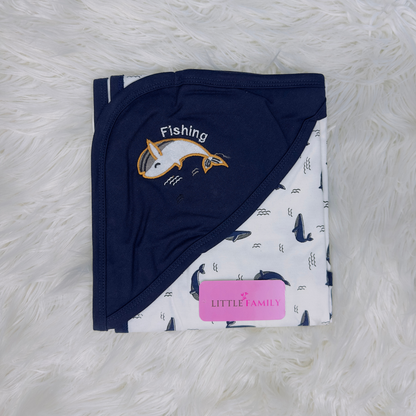 Premium Baby Hooded Wrapping Sheet | Fish