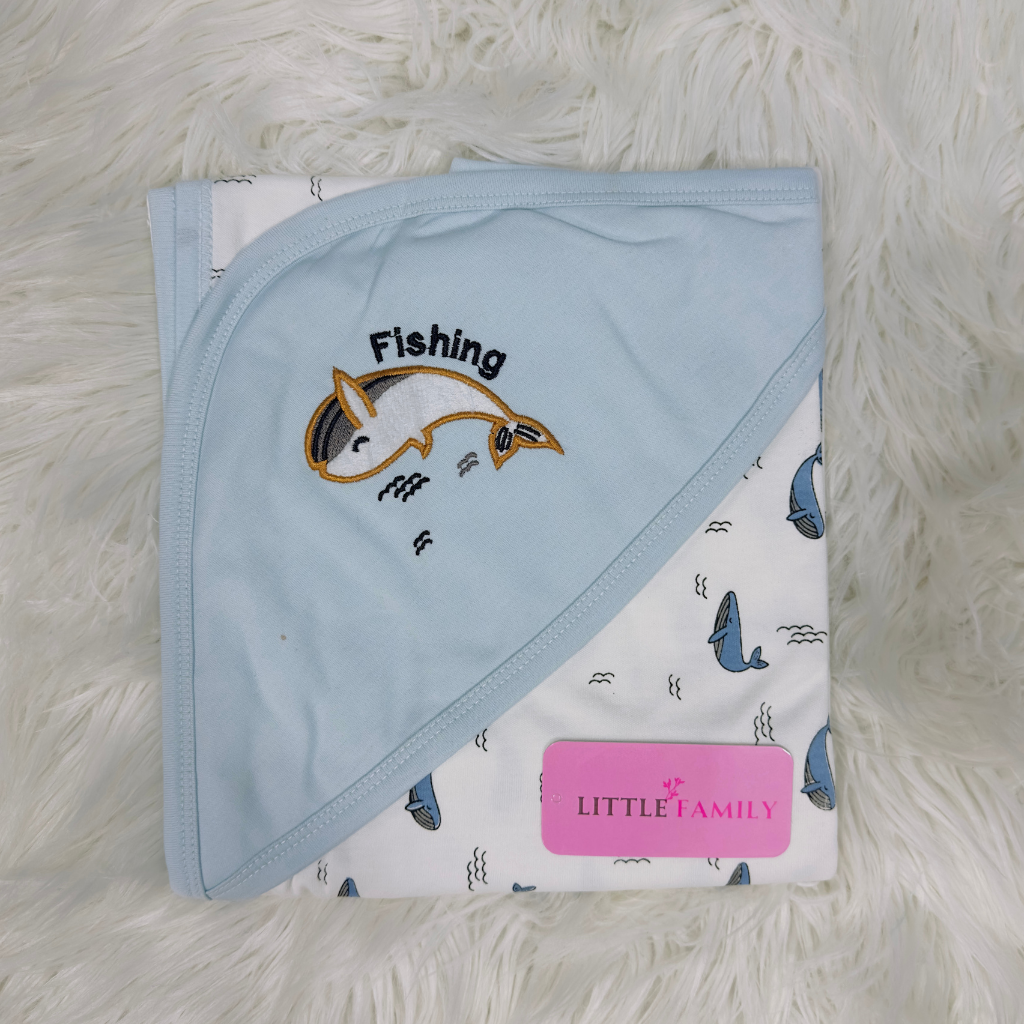 Premium Baby Hooded Wrapping Sheet | Fish